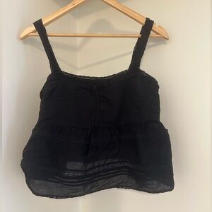 Little Moon Black Cotton Tank Top